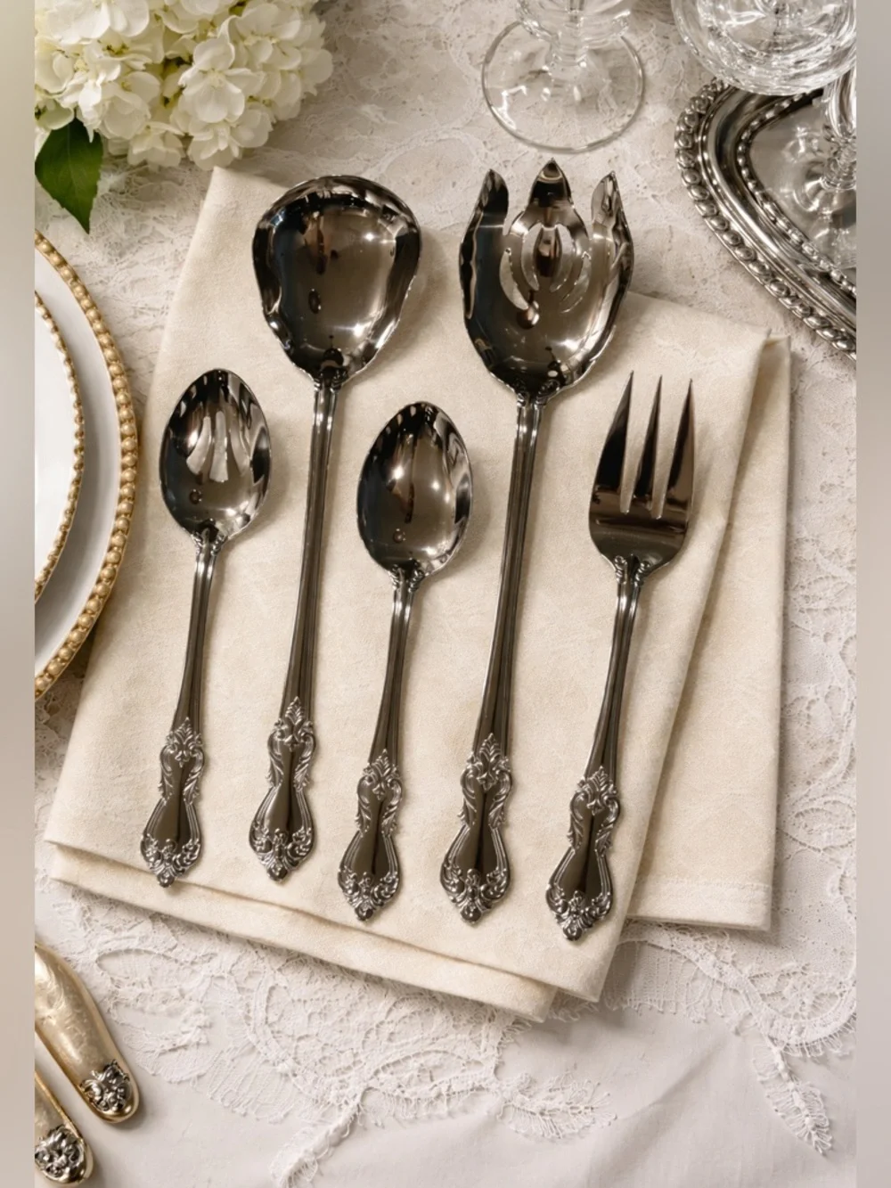 Reed & Barton, Marlborough, (5) Piece Lot, Heritage Mint 18/10, Stainless, G2MC